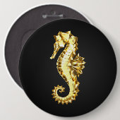 Badge Rond 15,2 Cm Hippocampe Polygonal Or (Devant & derrière)
