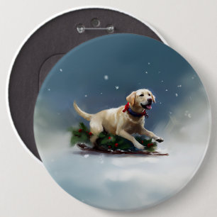 Badge Rond 15,2 Cm hiver de Noël du Labrador