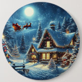 Badge Rond 15,2 Cm Hiver/Père Noël/Noël/Neige (Devant)