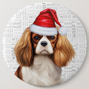 Badge Rond 15,2 Cm Holiday Cavalier King Charles Dog Woof Arrière - p