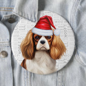 Badge Rond 15,2 Cm Holiday Cavalier King Charles Dog Woof Arrière - p (En situation)