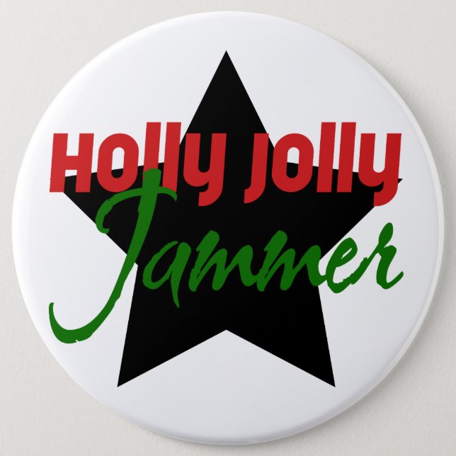 Badge Rond 15,2 Cm Holly Jolly Jammer, Roller Derby Patinage Noël (Devant)