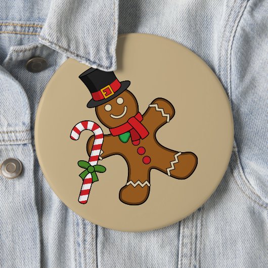 Badge Rond 15,2 Cm Homme de pain d'épice (En situation)