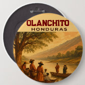 Badge Rond 15,2 Cm Honduras Olanchito Retro poster (Devant & derrière)