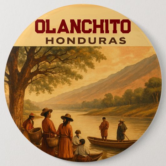 Badge Rond 15,2 Cm Honduras Olanchito Retro poster (Devant)