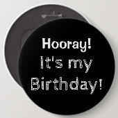 Badge Rond 15,2 Cm Hourra c'est mon anniversaire ! (Devant & derrière)