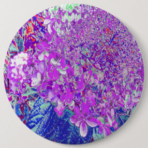 Badge Rond 15,2 Cm Hydrangea Limelight Élégant Violet et Bleu