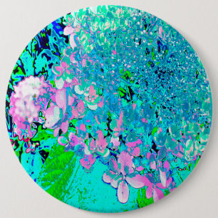 Badge Rond 15,2 Cm Hydrangea Limelight Rose Et Bleu Élégant