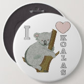 Badge Rond 15,2 Cm I Heart Koalas Fuzzy Animaux (Devant & derrière)