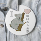 Badge Rond 15,2 Cm I Heart Koalas Fuzzy Animaux (En situation)