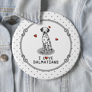 Badge Rond 15,2 Cm I Love Dalmatians (noir 1) Coeurs mignons