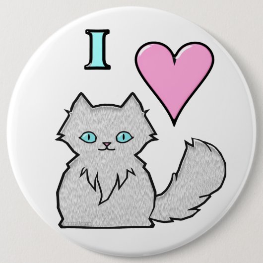 Badge Rond 15,2 Cm I Love Fluffy White Kitties (Devant)
