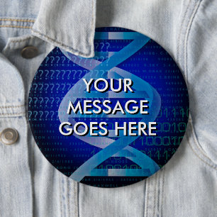 Badge Rond 15,2 Cm ID ADN personnalisé Bleu