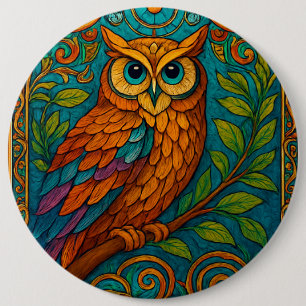 Badge Rond 15,2 Cm Illustration de chouette d'art folklorique mystiqu
