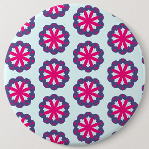 Badge Rond 15,2 Cm Illustration de formes florales violettes et roses