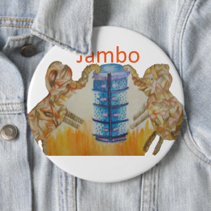 Badge Rond 15,2 Cm Impression d'art pour enfants africains éléphants 
