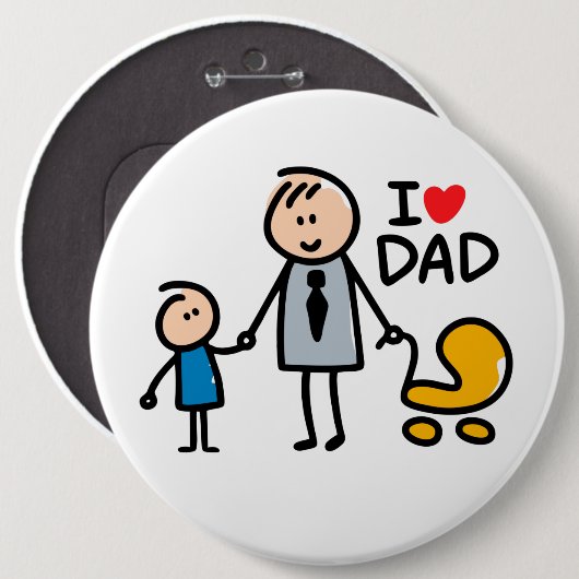 Badge Rond 15,2 Cm Impression Love Daddy (Devant & derrière)