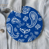 Badge Rond 15,2 Cm imprimé de mandala mignon customisé en bleu (En situation)
