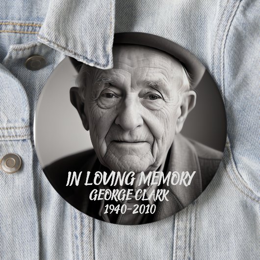 Badge Rond 15,2 Cm In loving memory memorial custom photo button (En situation)