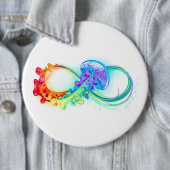Badge Rond 15,2 Cm Infinity avec Rainbow Jellyfish (En situation)