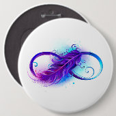 Badge Rond 15,2 Cm Infinity with purple feather (Devant & derrière)