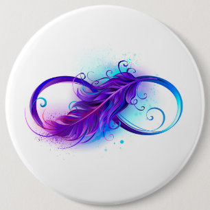Badge Rond 15,2 Cm Infinity with purple feather