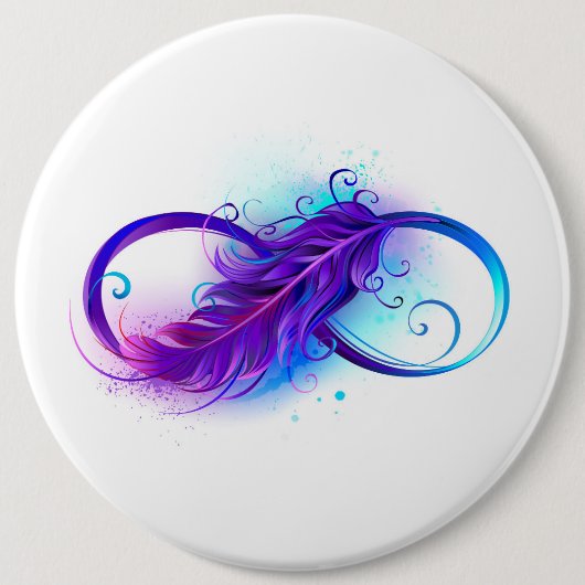 Badge Rond 15,2 Cm Infinity with purple feather (Devant)
