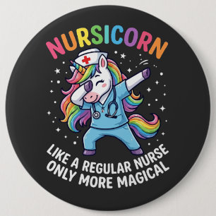 Badge Rond 15,2 Cm Infirmière Licorne Énergie Lumineuse et Magique