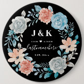 Badge Rond 15,2 Cm Initiales Florales Monogrammes Nom de famille pers (Devant)