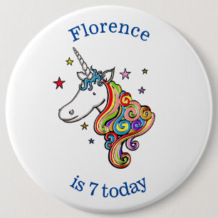 Badge Rond 15,2 Cm Insigne personnalisé Rainbow Unicorn âge Anniversa
