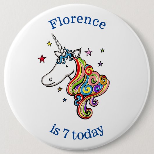 Badge Rond 15,2 Cm Insigne personnalisé Rainbow Unicorn âge Anniversa (Devant)