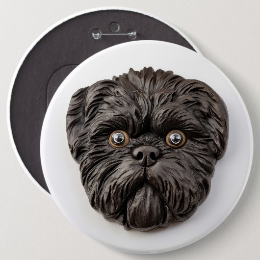 Badge Rond 15,2 Cm Inspiré 3D d'Affenpinscher (Devant & derrière)