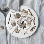 Badge Rond 15,2 Cm Instruments de musique (En situation)