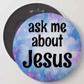 Badge Rond 15,2 Cm interroge-moi sur Jésus (Devant & derrière)