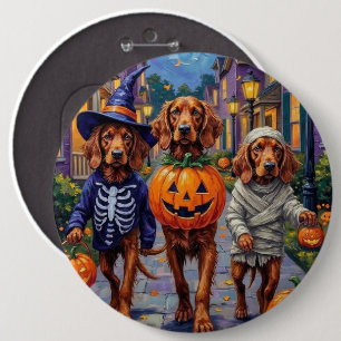 Badge Rond 15,2 Cm Irish Red Setter Trick-or-Treating Halloween