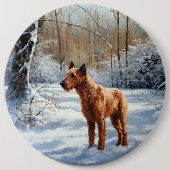 Badge Rond 15,2 Cm Irish Terrier Laisser neiger Noël (Devant)