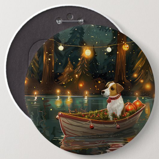 Badge Rond 15,2 Cm Jack Russell Christmas Festive Voyage (Devant & derrière)