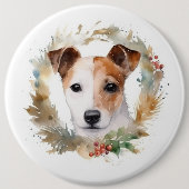 Badge Rond 15,2 Cm Jack Russell Christmas Wreath Festive Pup (Devant)