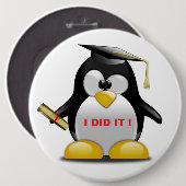 BADGE ROND 15,2 CM "J'AI FAIT" DIPLÔME PENGUIN (Devant & derrière)