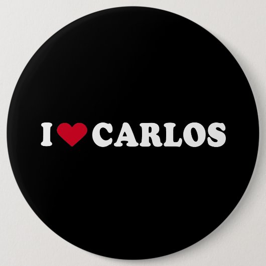 BADGE ROND 15,2 CM J'AIME CARLOS (Devant)