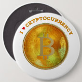 Badge Rond 15,2 Cm J'aime Cryptomonnaie (Devant & derrière)