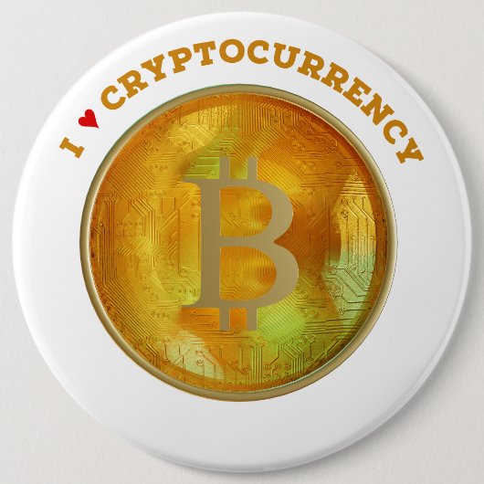 Badge Rond 15,2 Cm J'aime Cryptomonnaie (Devant)
