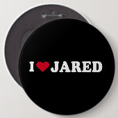BADGE ROND 15,2 CM J'AIME JARED (Devant & derrière)