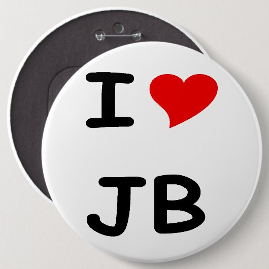 Badge Rond 15,2 Cm J'aime JB (Devant & derrière)