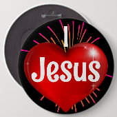 Badge Rond 15,2 Cm J'aime Jésus (Devant & derrière)