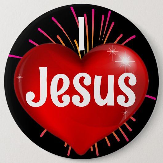 Badge Rond 15,2 Cm J'aime Jésus (Devant)