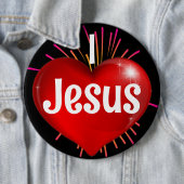 Badge Rond 15,2 Cm J'aime Jésus (En situation)