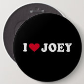 BADGE ROND 15,2 CM J'AIME JOEY (Devant & derrière)