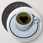 Badge Rond 15,2 Cm J'AIME le café (Devant & derrière)