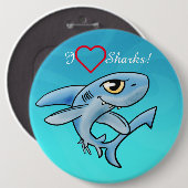 Badge Rond 15,2 Cm J'aime les requins (Devant & derrière)